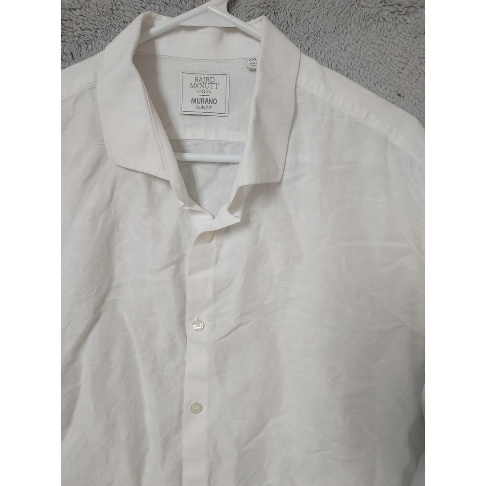 Murano Shirt Mens XXL 2XL Baird McNutt Slim Fit Linen Blend Textured White Beach